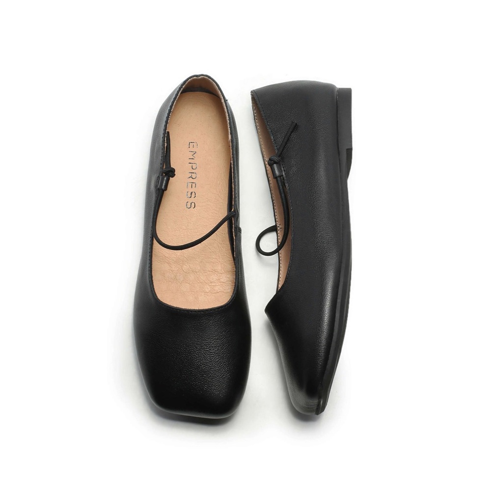 EMPRESS Black Napa Leather Square Toe Flats Women’s Size EU 40 / US Size 9